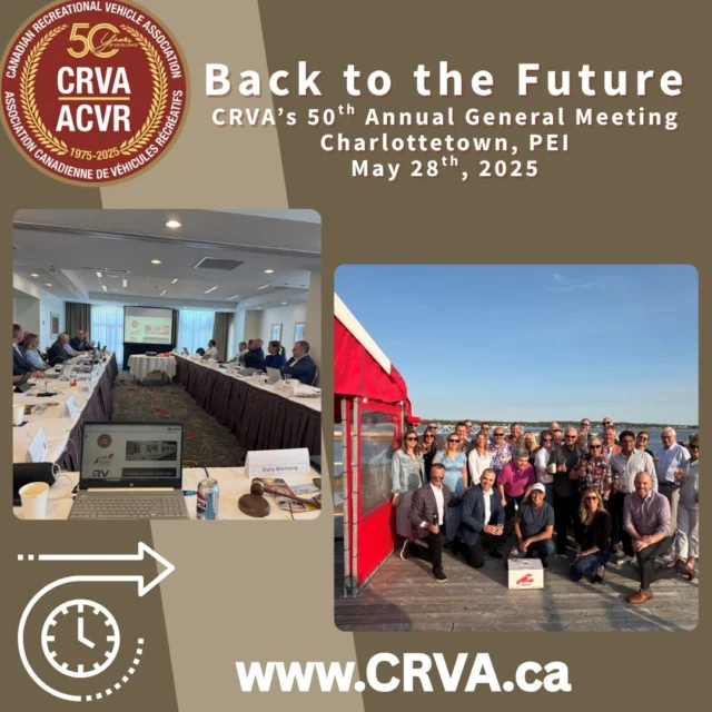 Yesterday, we hit a major milestone — the Canadian Recreational Vehicle Association’s 50th Annual General Meeting, held in beautiful Charlottetown, PEI 

From coast to coast, we've come a long way since 1975 — and while we’ve been proud to share our historic moments, this milestone is about looking forward.

We were joined by our incredible industry partners — @RVDAofCanada, @GoRVingCanada, and @CampinCanada— for powerful conversations on the challenges we face… and the bold road ahead.

Together, we’re building a stronger, safer, and more unified RV industry. One that champions innovation, supports our manufacturers and dealers, and inspires the next generation of RVers to hit the open road.

Because the best way to celebrate 50 years… is to make the next 50 even better. www.crva.ca

#CRVA50 #BackToTheFuture #RVIndustryStrong #FutureOfRVs #CharlottetownPEI #AGM2025 #CanadianRV #RVDA #GoRVingCanada #CCRVC #RVEvolution #RVTogether #RVLeadership