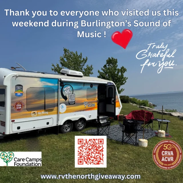 That’s a wrap on the Sound of Music Festival for this year— and what an unforgettable weekend it was!  A heartfelt thank you to the incredible organizers for putting on such a vibrant event right here in our hometown of Burlington, and to everyone who stopped by our CRVA RV display!

Your support for our @carecamps trailer raffle means the world to us.  Every ticket that was purchased will help send a child with cancer to camp,  where healing and happiness go hand in hand.

We’re proud to have celebrated our 50th Anniversary with y'all, surrounded by music, community, and the spirit of the RV lifestyle. Until next time!
www.rvthenorthgiveaway.com
 
#CRVA50 #CareCamps #SoundOfMusicFestival #ThankYouBurlington #ExploreTogether #RVLifestyle #CampingForACause #WinThisRV